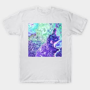 mint turquoise purple indigo marbled abstract digital painting T-Shirt